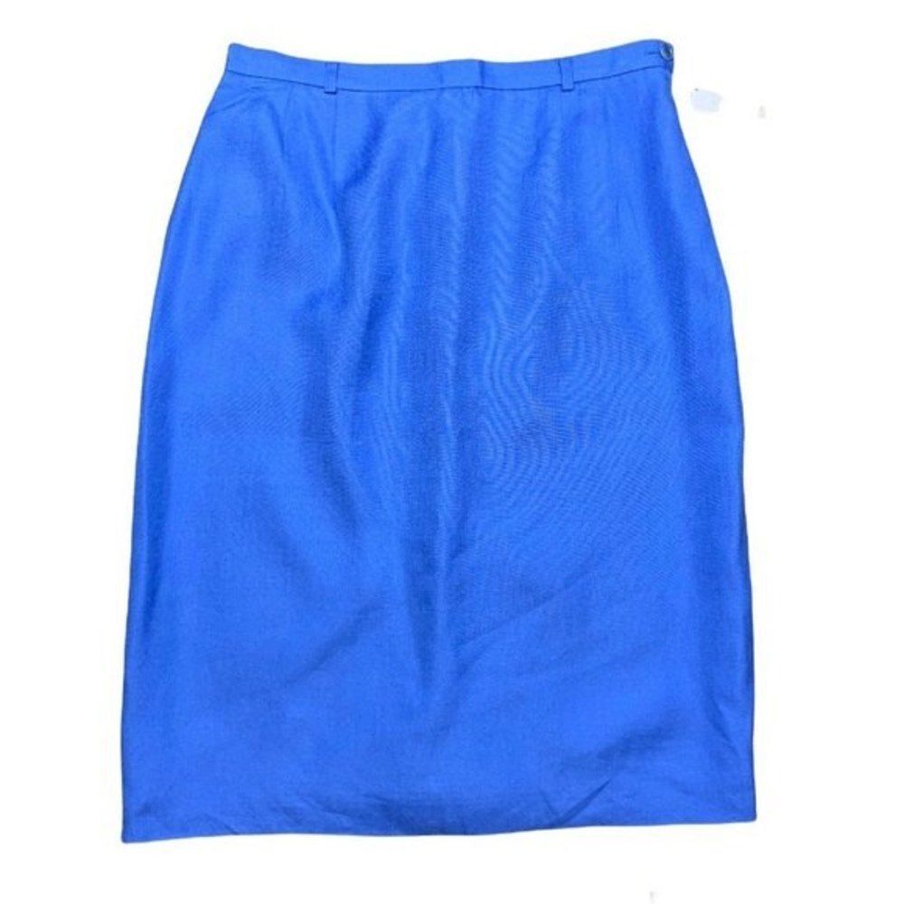 Talbots Skirts Women’s 12 Linen Blend Straight High Waisted Blue Pencil Style